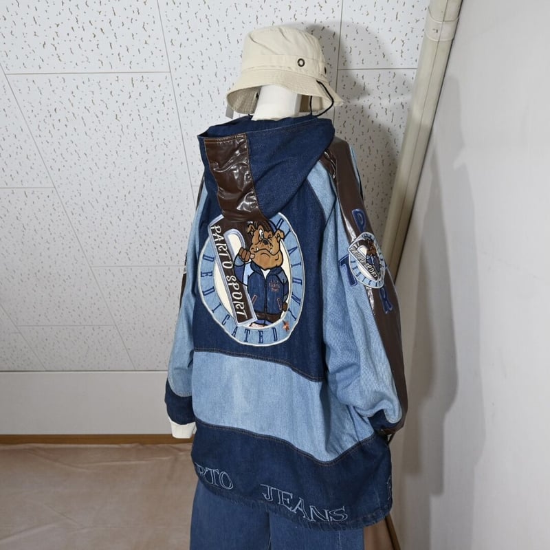 PARTO SPORT Denim×PU Leather Mountain Hoodie Ja