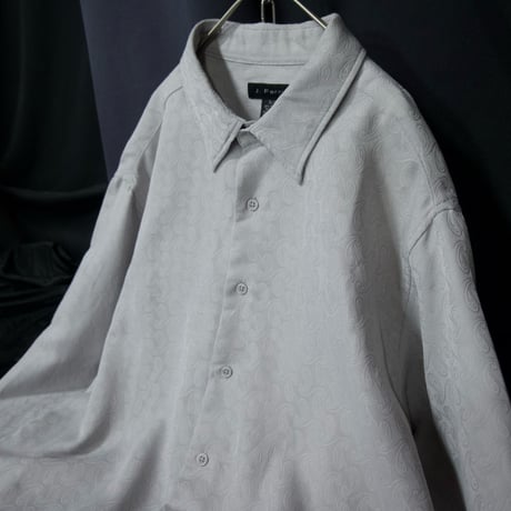 90s J.Ferrar Milkey Off White Paisley Full Patterns Rayon L/S Shirts