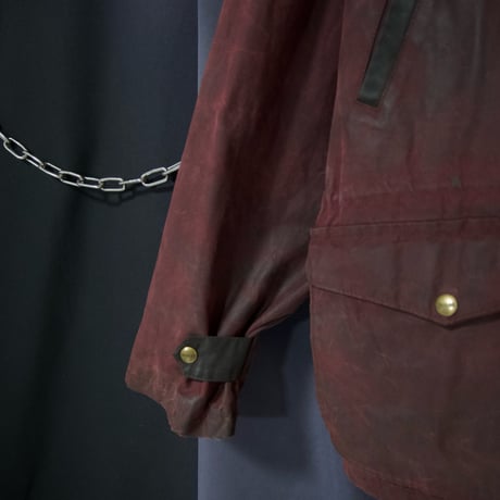 80s~90s KOOLAH Canada made BEDALE type Leather Collar Elbow Patch 2tone Switching Oiled Jacket