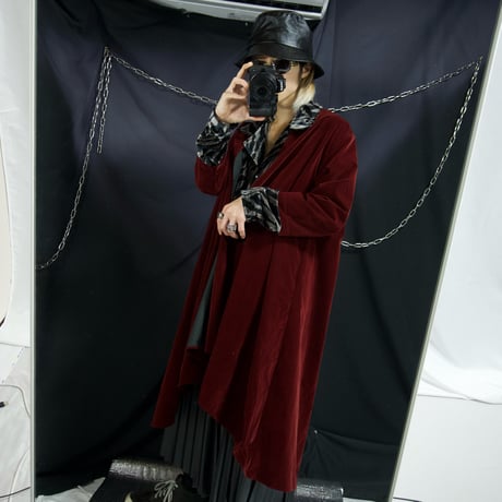 USED Skull Born Hand Embroidery Velor Gown Long Coat