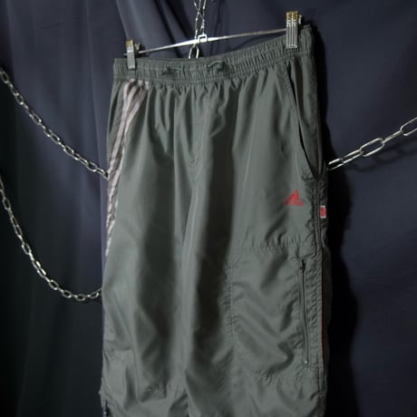 00s c2006 Adidas Irregular Three Line 3D Silhouette Gimmick Cropped Parachute Pants