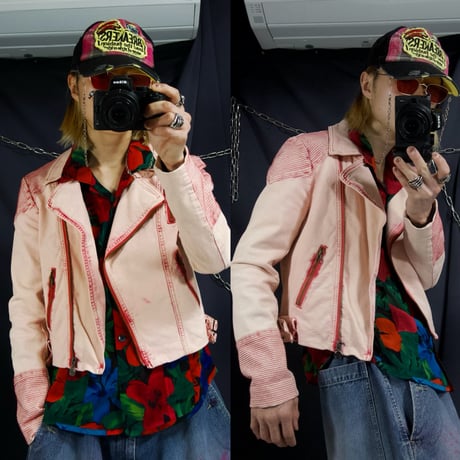 Desigual 20ss Piece Dyed Bleach Short Length London type Double Debim Riders Jacket