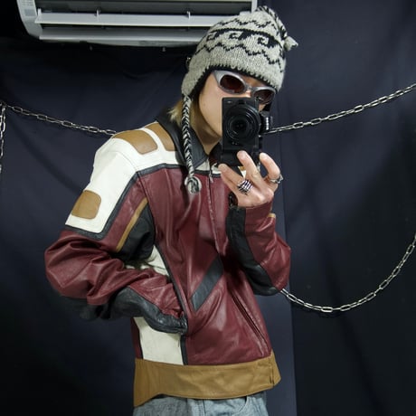 Euro USED Pig Leather Racing Biker Design Single Riders Jacket