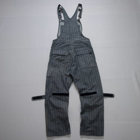 PPFM Bondage Velcro Tape Gimmick Stripe Denim Overall
