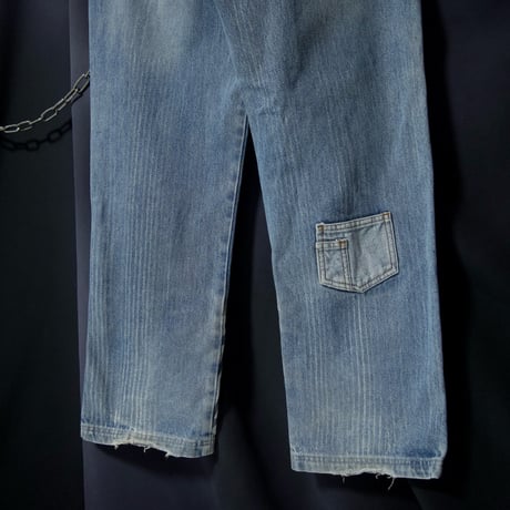 ROYAL WEAR Wash Blue Patchwork Embroidery Baggy Denim