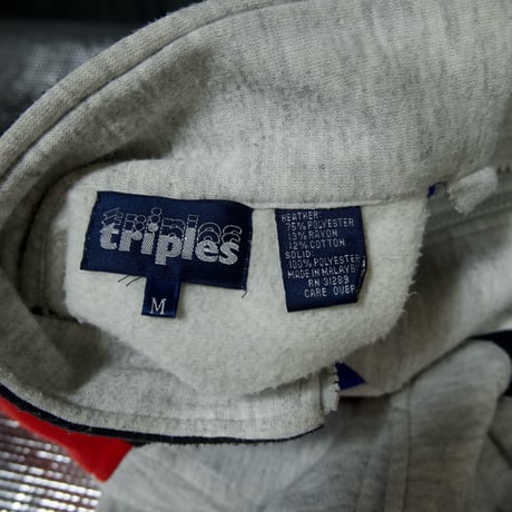 90s triples Diagonal Switching Full Zip HighNeck Rayon Sweat Shirt
