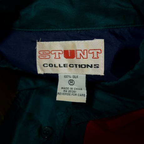 90s STUNT Crazy Multi Color Striped Silk100% L/S Shirts