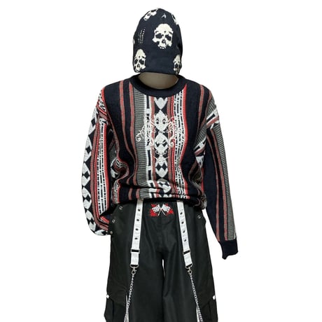 Cotton Skull AllPattern Damage KnitCap