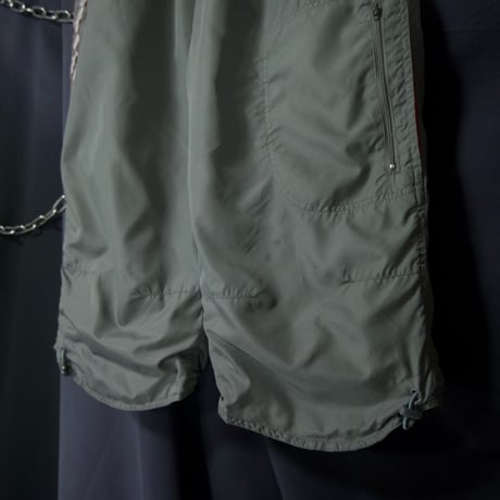 00s c2006 Adidas Irregular Three Line 3D Silhouette Gimmick Cropped Parachute Pants