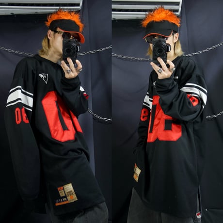 00s VOKAL Oversized Numbering Embroidery V-Neck L/S Game Shirts