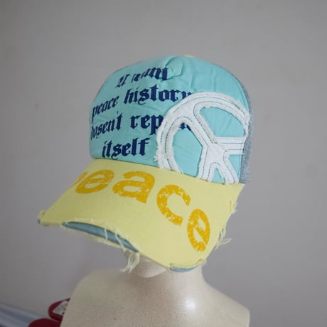 USED Peace Embroidery Damage Mesh Cap
