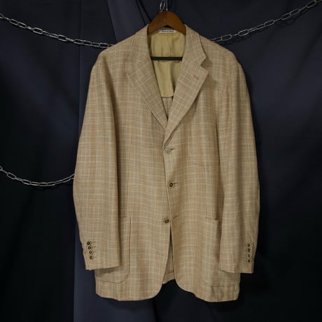PAL ZILERI Italy made “Modern” Glen Check Silk×Linen×Wool Quarter Lined Tailored Jacket