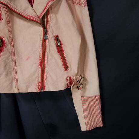 Desigual 20ss Piece Dyed Bleach Short Length London type Double Debim Riders Jacket