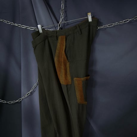 USED HerringBorn Deformation 6 Button Cotton Knit Saruel Pants