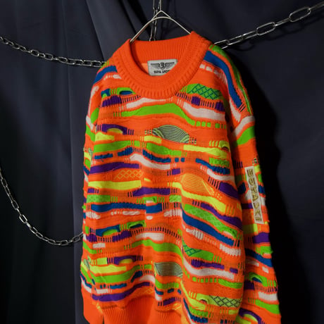 BOYA SPORTS Psychedelic Cyber Colors&Patterns Acrylic Wool 3D Knit Sweater