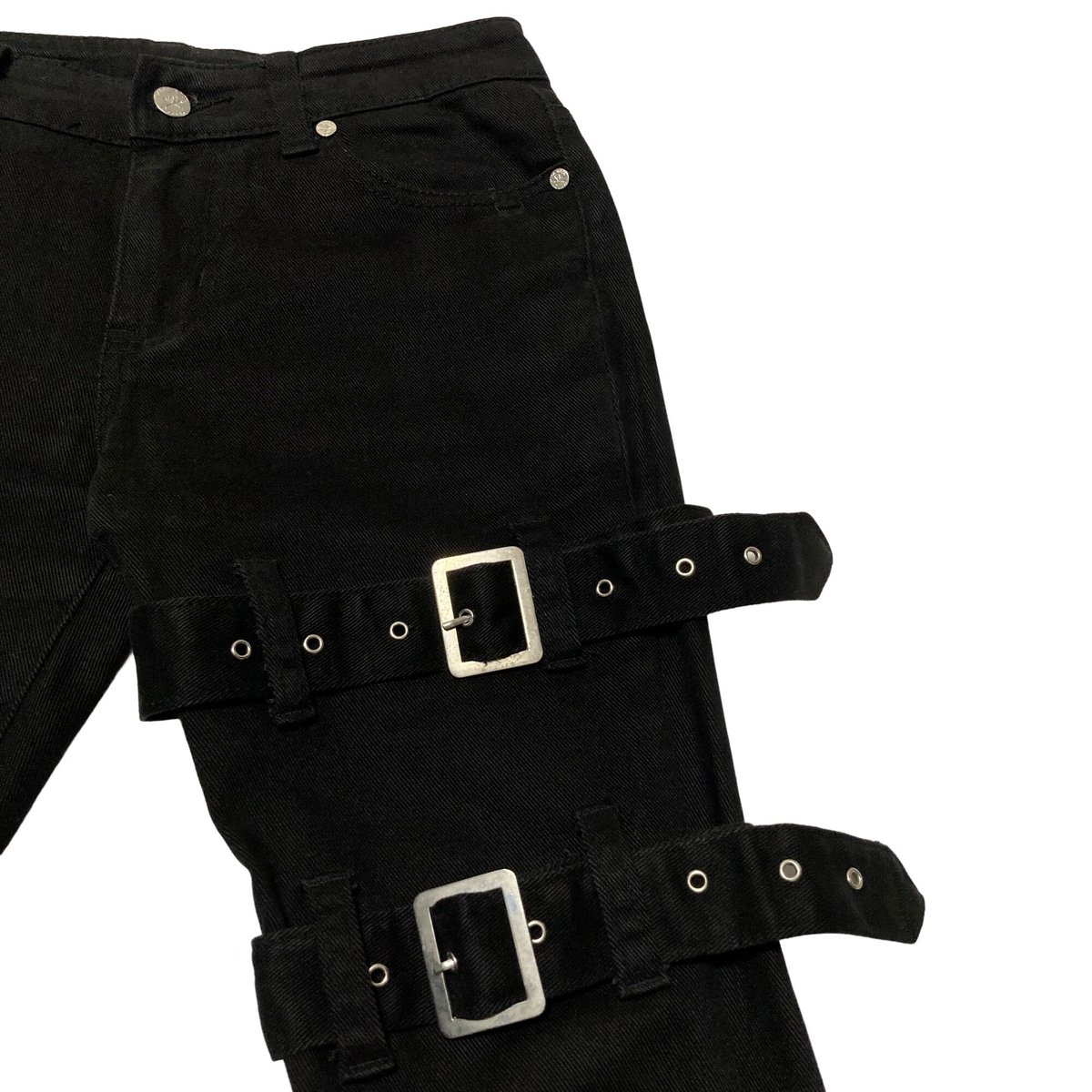男女兼用 HIDE ROCK design スカルデザイン ブラックパンツ