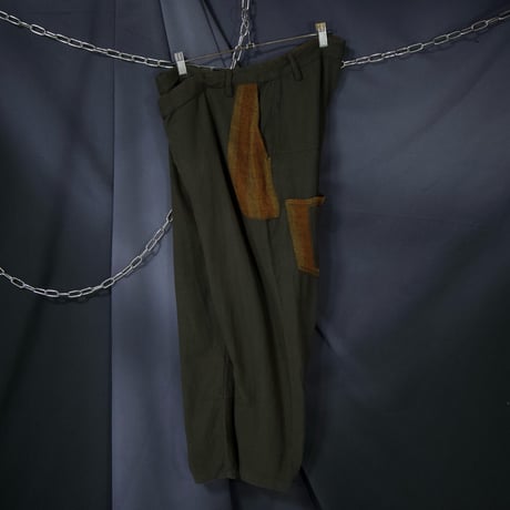 USED HerringBorn Deformation 6 Button Cotton Knit Saruel Pants