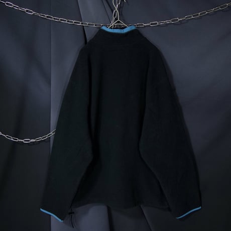 90s c1999 OLDNAVY 2tone Switching Black×SaxBlue Pullover Halfzip Fleece Jacket