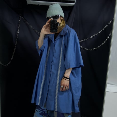 90s KINGSIZE 5XL Embroidery Enormous S/S Cuban Open Collar Shirts