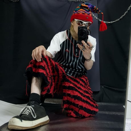 GYAKU_SOU All Hand Sewing  Denim Prisoner Borders Baggy Shorts