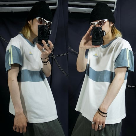Late90s~Early00s Adidas RingerNeck Awesome Irregularity Switched&Colour S/S Tee