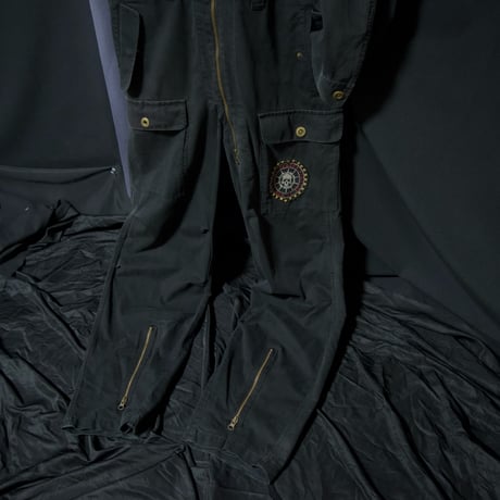 291295HOMME Skull Embroidery Studs Jump Suits All in One