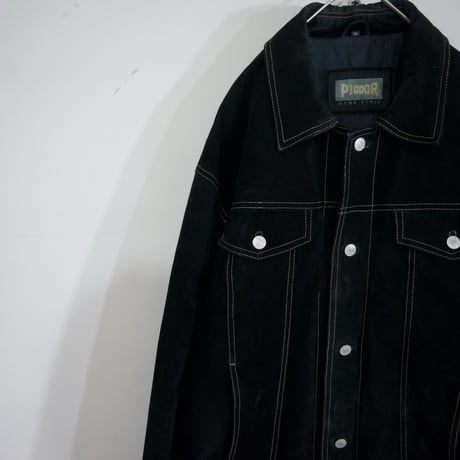 USED Trucker Type Oversized Suede Leather Jacket