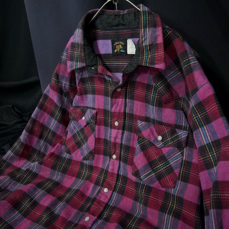 80s USAmade SADDLEKING HeavyWeight Flannel FakeReversible MexicanBorder TartanCheck WesternShirts