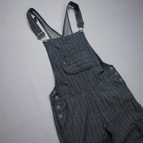 PPFM Bondage Velcro Tape Gimmick Stripe Denim Overall