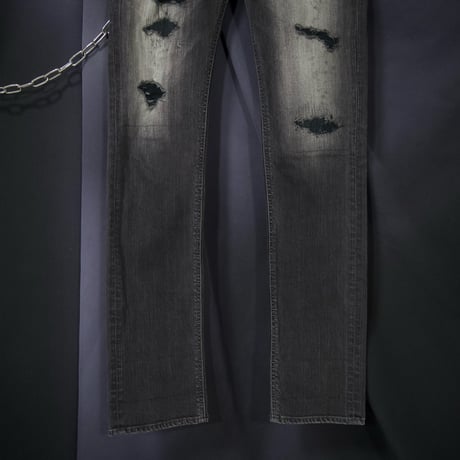 Big John Japan made Crush,Damage Wash,Fade Black Skinny Denim