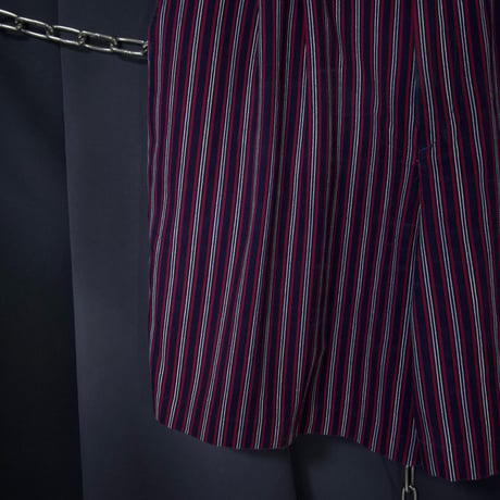 90s USA made School Color Multi Stripe 2Tuck Wide Slacks Shorts