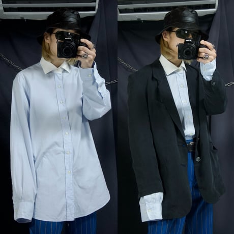 90s~00s Polo by Ralph Lauren “None Pony Embroidery RoundWide Collar L/S Clerical Shirts