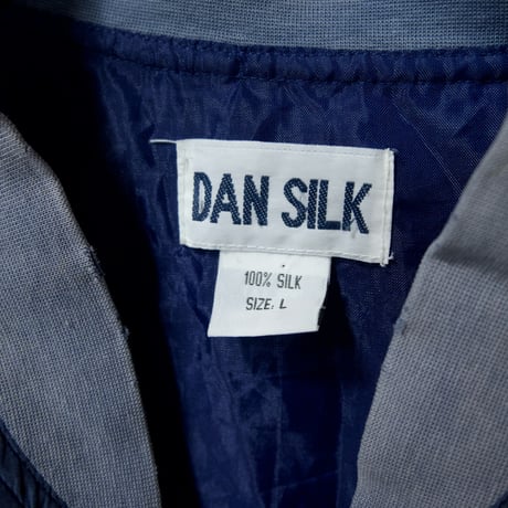 90s DAN SILK Smoky Navy Box silhouette Silk100% MA-1 type Bomber Jacket