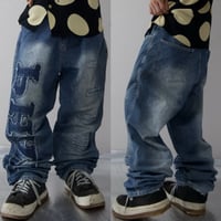 PhatFarm BigLogo Patches Crush&Wash Baggy Denim