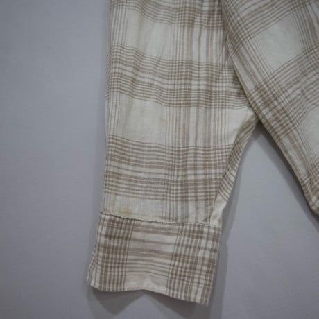 Natural Threads Band Collar Linen Check L/S Shirts
