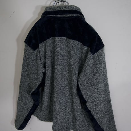 90s~ OLD ABAHOUSE Velvet Switching Sports Knit Jacket
