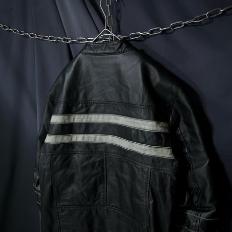 WILSONS LEATHER Biker/Racing type Side&Center Line Leather Single Riders Jacket