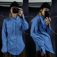 70s conqueror USA made Cyan Blue Poplin L/S Work Shirts