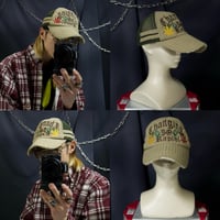 “2000s Spice” Fraktur Tribal Marijuana Embroidery Crush Hemp Mesh Cap