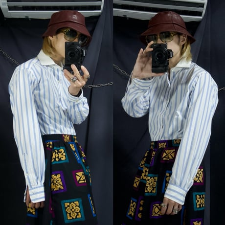 90s Polo by Ralph Lauren “None Pony Embroidery” Regatta Stripe Horizontal Collar L/S Clerical Shirts
