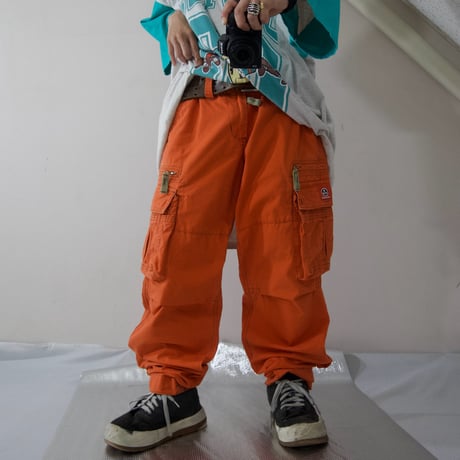 MOLECULE Vivid Resucue Orange Design Cargo Pants