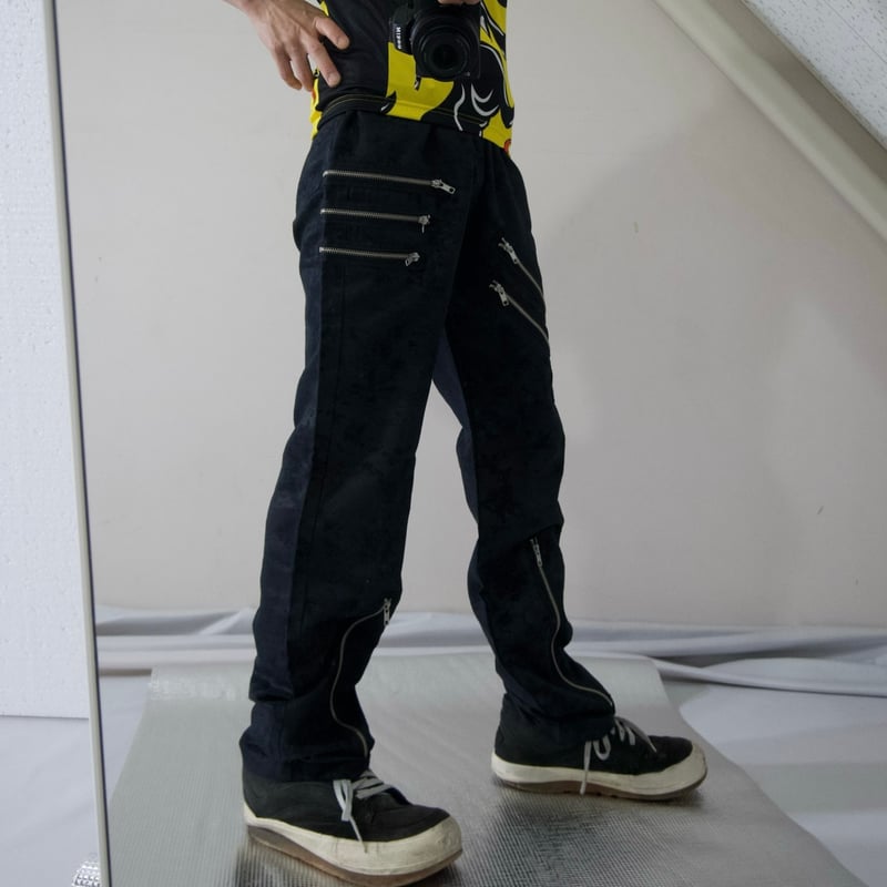 BERNINGS SHO Uneven Dyeing Zip Bondage Pants |