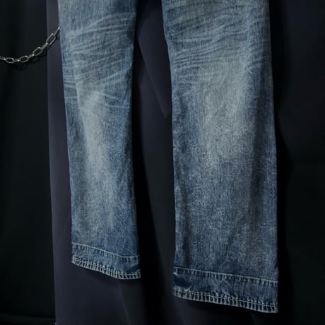 Rock Revival Fleurdelis Embroidery Orange Selvage Camouflage Switch Loose Straight Damage Wash Denim