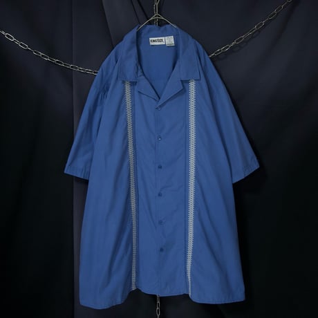 90s KINGSIZE 5XL Embroidery Enormous S/S Cuban Open Collar Shirts