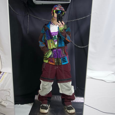 80s~90s SASQUATCH Seem Stitched Switching Gimmick Snowboard Pants Overall