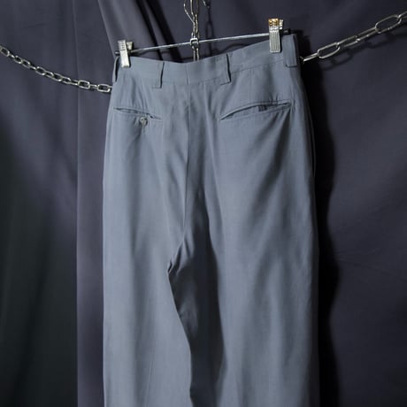 gBocchese Italy made grayish blue 2Tuck Center Crease Silk100% Tapered Slacks