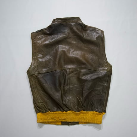 England made Suede Switching HighNeck Leather Vest