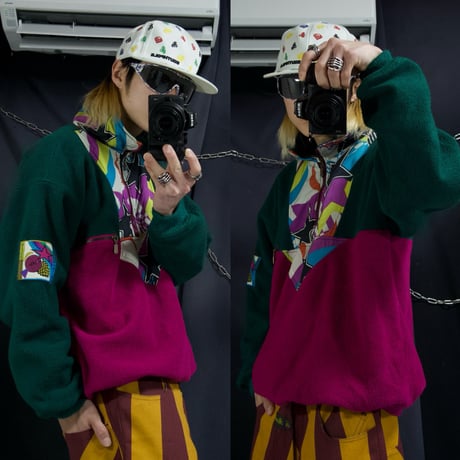 00s Silvy Stars Rainbows Colors GORE XCR Polarlite HarlZip Padded Fleece Anorak Jacket