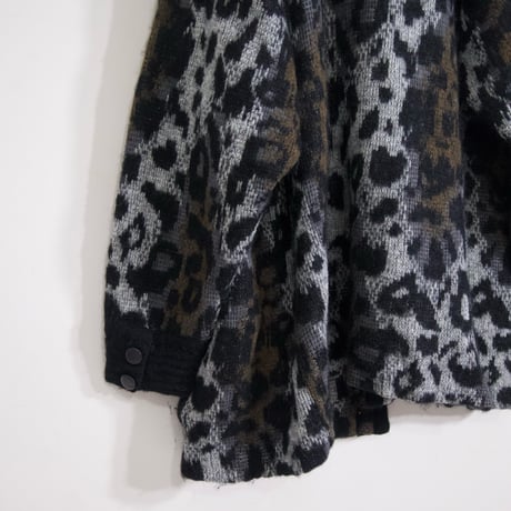 80s J.M Joss Leopard Patterns Oversized Mohair Cardigan