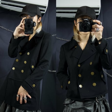 USED 2way Short/Medium Huge Gold Bottoms Wool Napoleon Jacket/P Coat